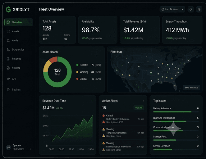 BESS operator reviewing fleet performance data